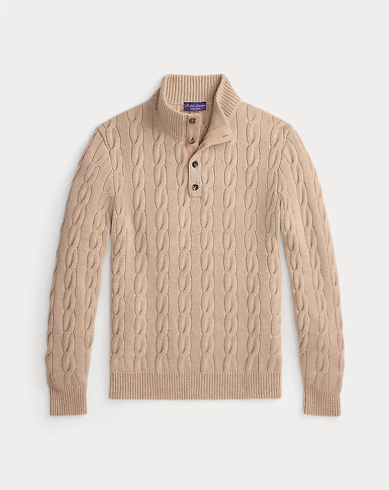 Cable-Knit Cashmere Mockneck Sweater