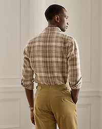 Plaid Linen-Cotton Twill Shirt