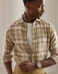 Plaid Linen-Cotton Twill Shirt
