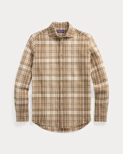 Plaid Linen-Cotton Twill Shirt