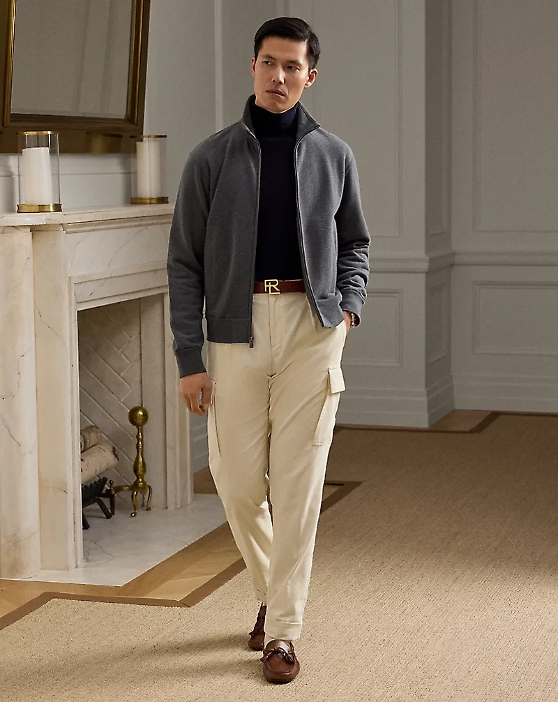 Cotton-Cashmere Fleece Track Jacket