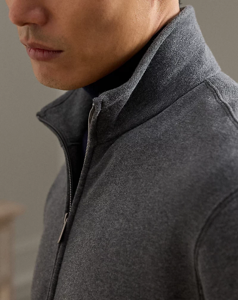 Cotton-Cashmere Fleece Track Jacket