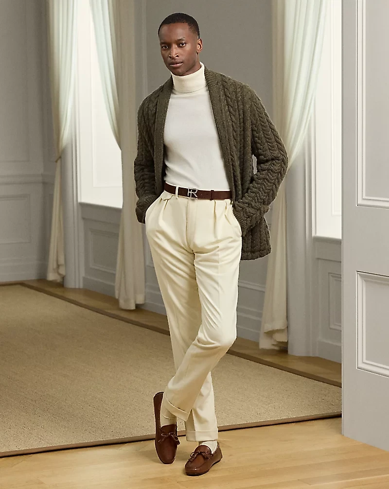 Aran-Knit Cashmere Blazer Cardigan