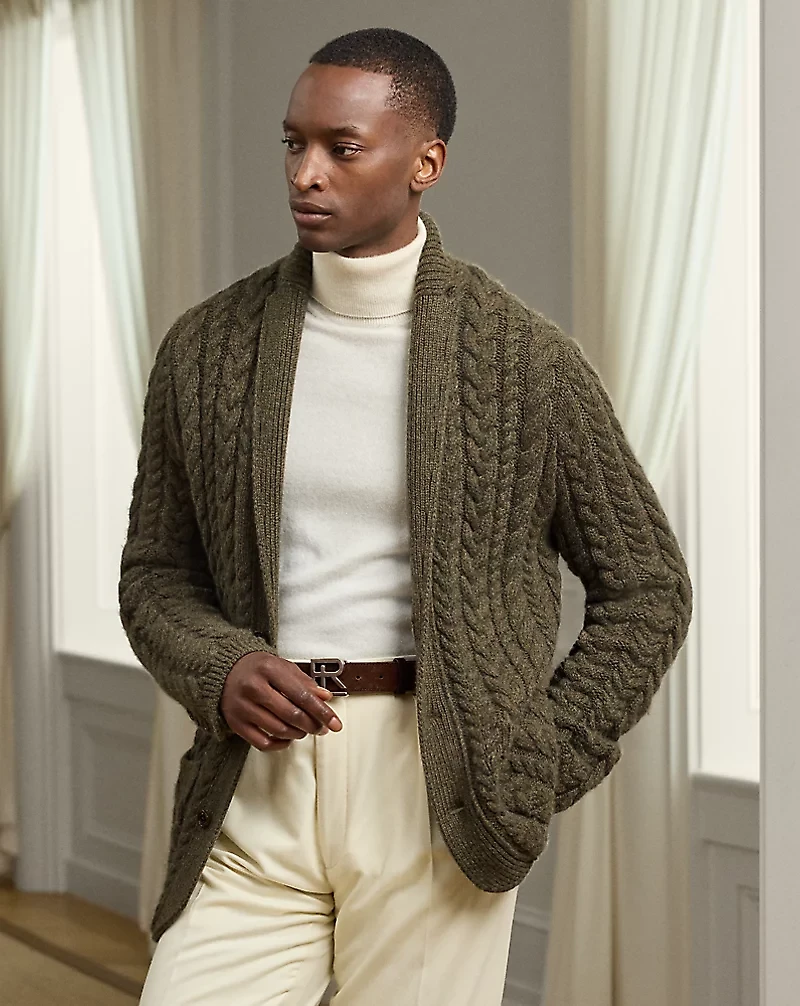 Aran-Knit Cashmere Blazer Cardigan