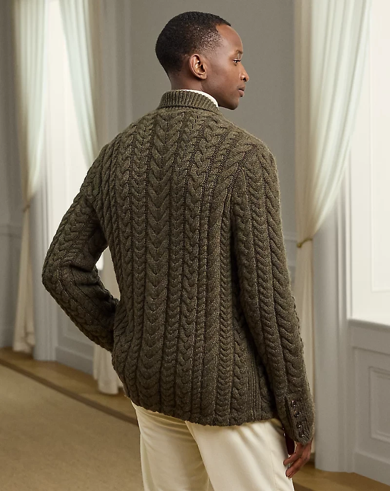 Aran-Knit Cashmere Blazer Cardigan