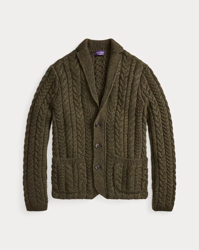 Aran-Knit Cashmere Blazer Cardigan