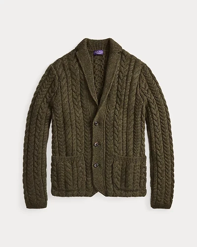 Aran-Knit Cashmere Blazer Cardigan