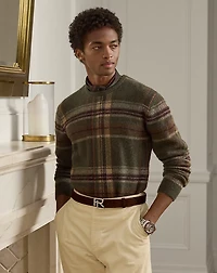 Plaid Brushed Wool-Blend Sweater