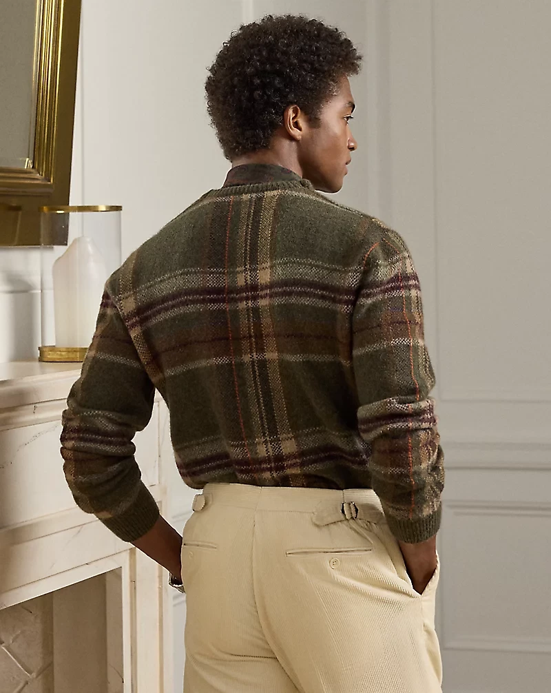 Plaid Brushed Wool-Blend Sweater