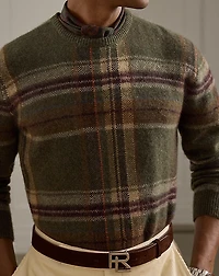 Plaid Brushed Wool-Blend Sweater