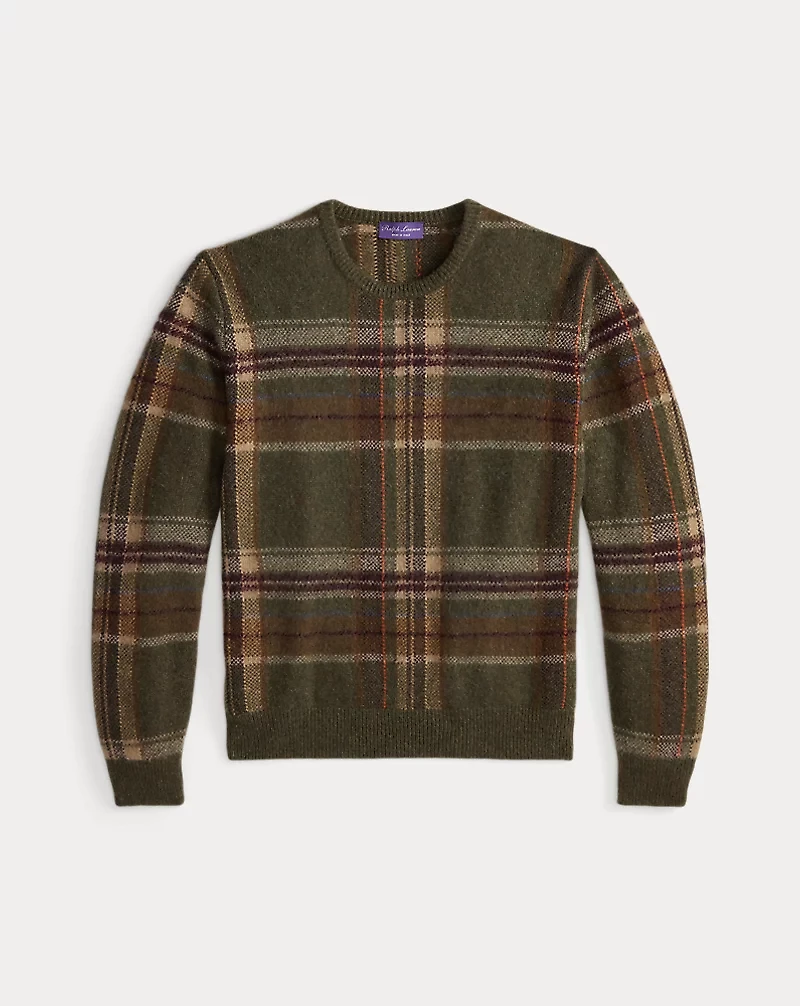 Plaid Brushed Wool-Blend Sweater