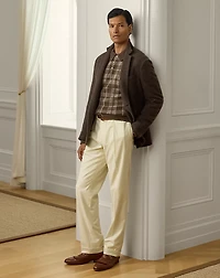 Plaid Cashmere Polo-Collar Sweater