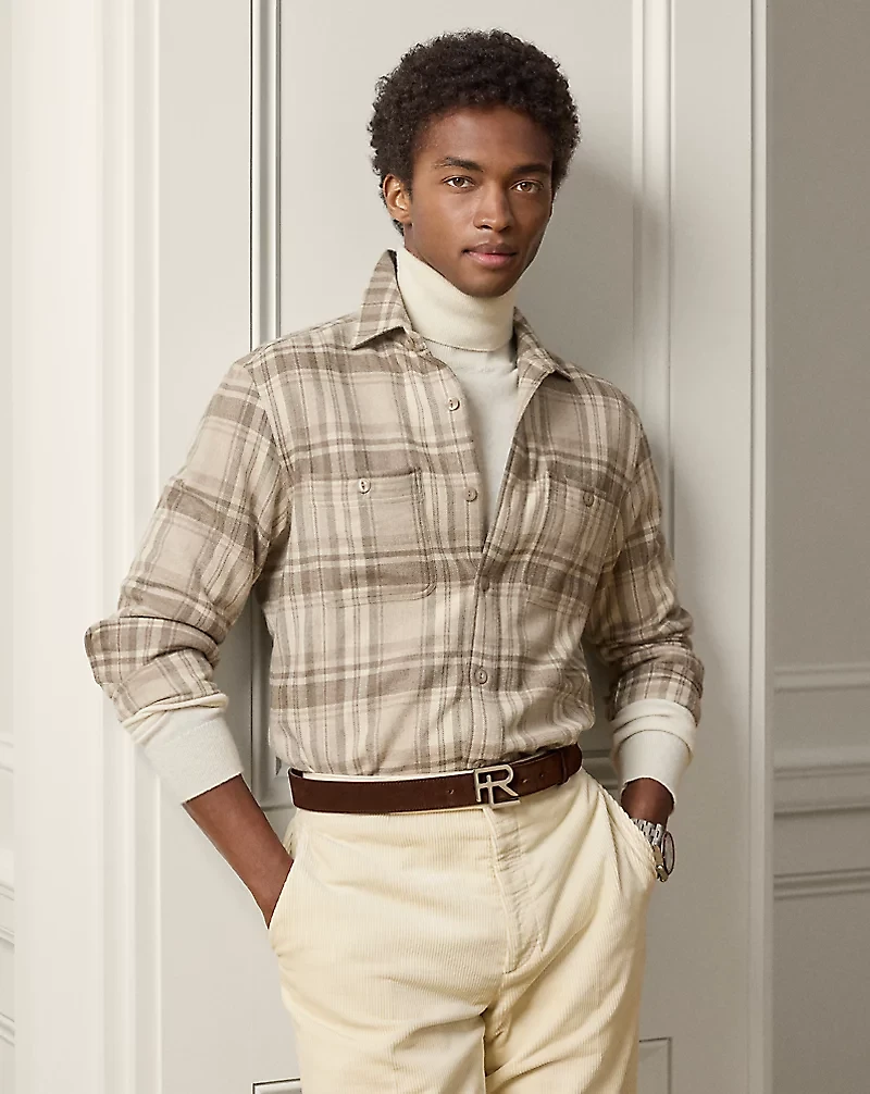 Plaid Wool-Silk-Cashmere Shirt