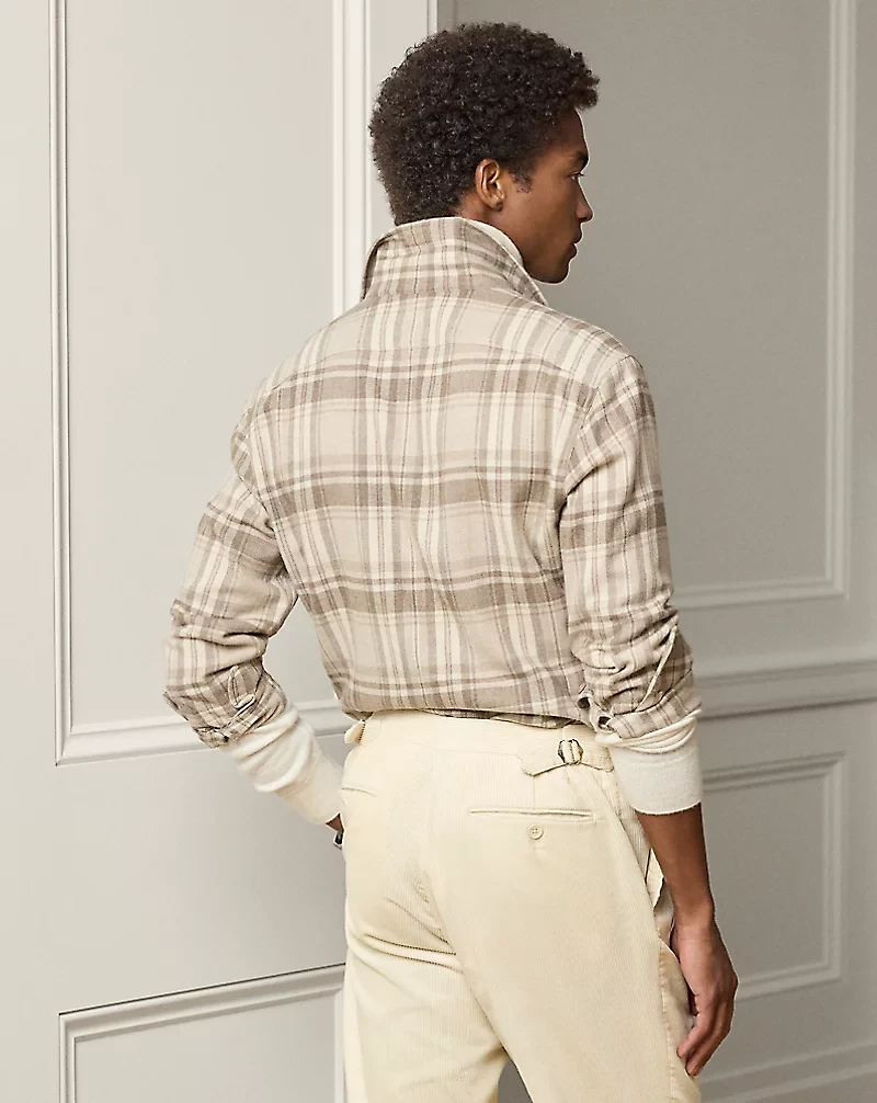 Plaid Wool-Silk-Cashmere Shirt