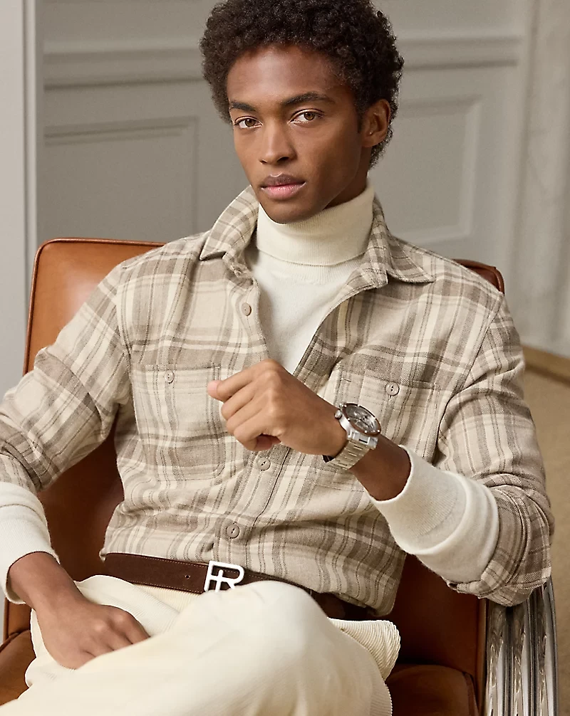 Plaid Wool-Silk-Cashmere Shirt