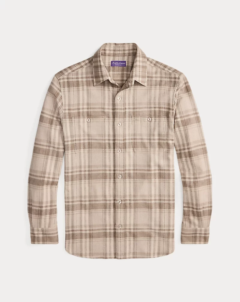 Plaid Wool-Silk-Cashmere Shirt