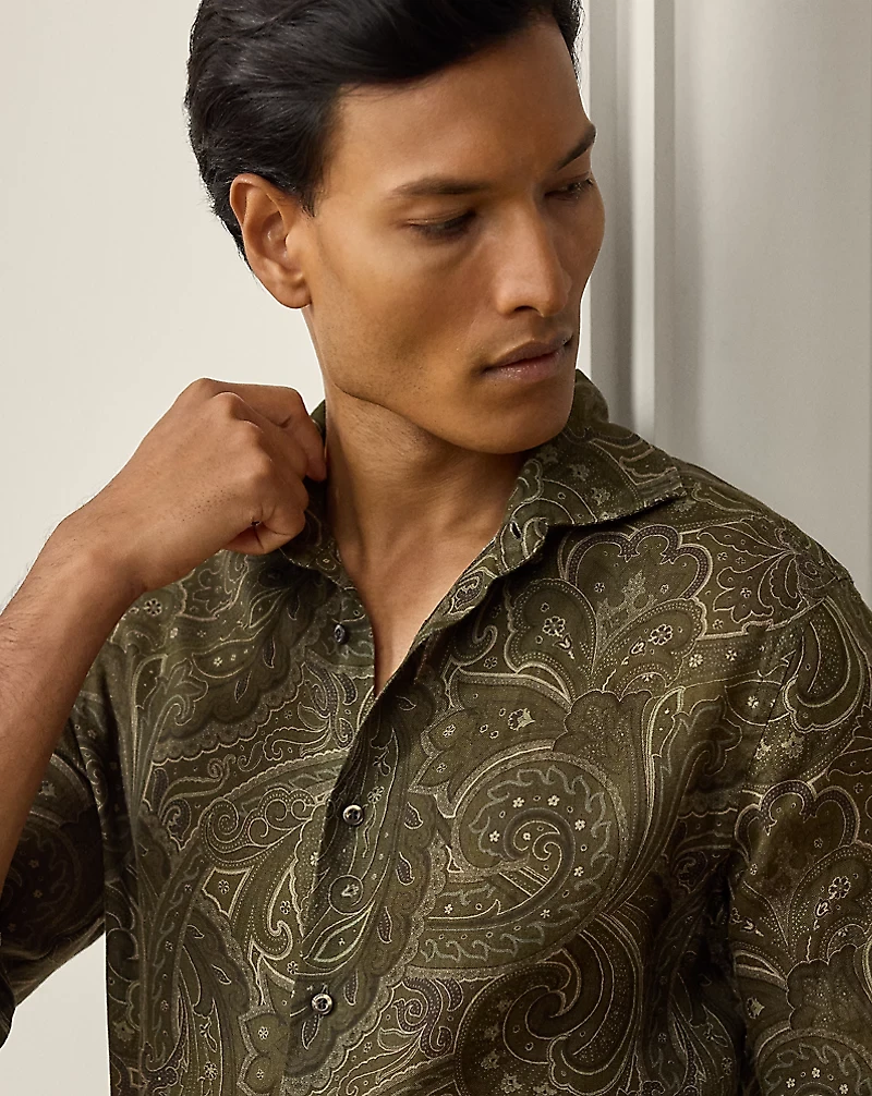 Paisley-Print Linen Shirt