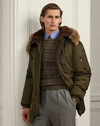 Shearling-Trimmed Down Parka