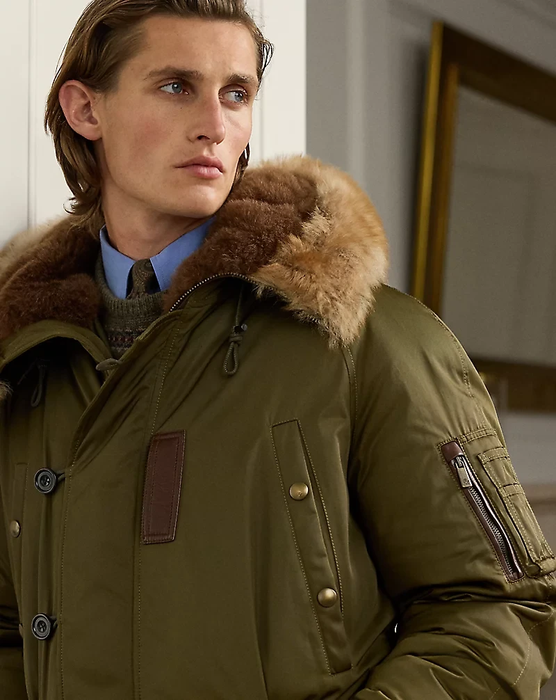 Shearling-Trimmed Down Parka