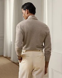 Houndstooth Cashmere Polo-Collar Sweater