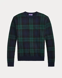 Plaid Cashmere Crewneck Sweater