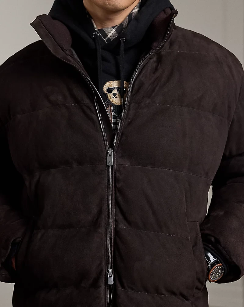Emerson Quilted Suede Down Jacket