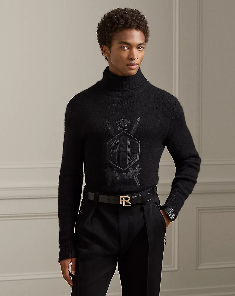 Embroidered Cashmere Turtleneck Sweater