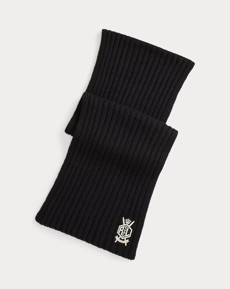 Crest Rib-Knit Cashmere Scarf