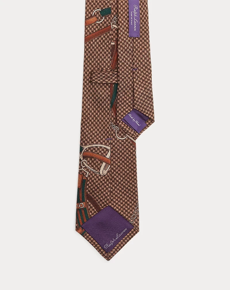 Equestrian-Print Cashmere-Silk Tie