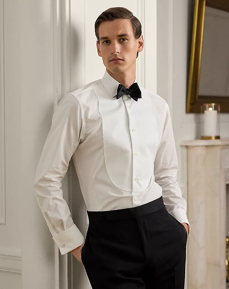 Piqué-Bib French Cuff Tuxedo Shirt
