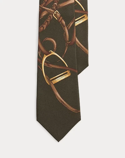 Equestrian-Print Silk Tie