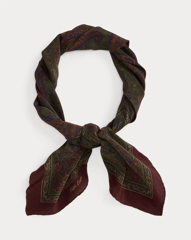 Paisley-Print Silk Crepe Neckerchief