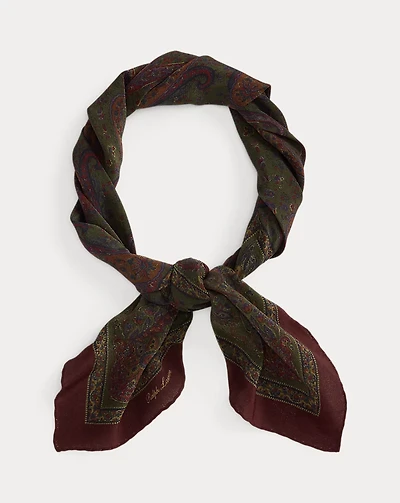 Paisley-Print Silk Crepe Neckerchief