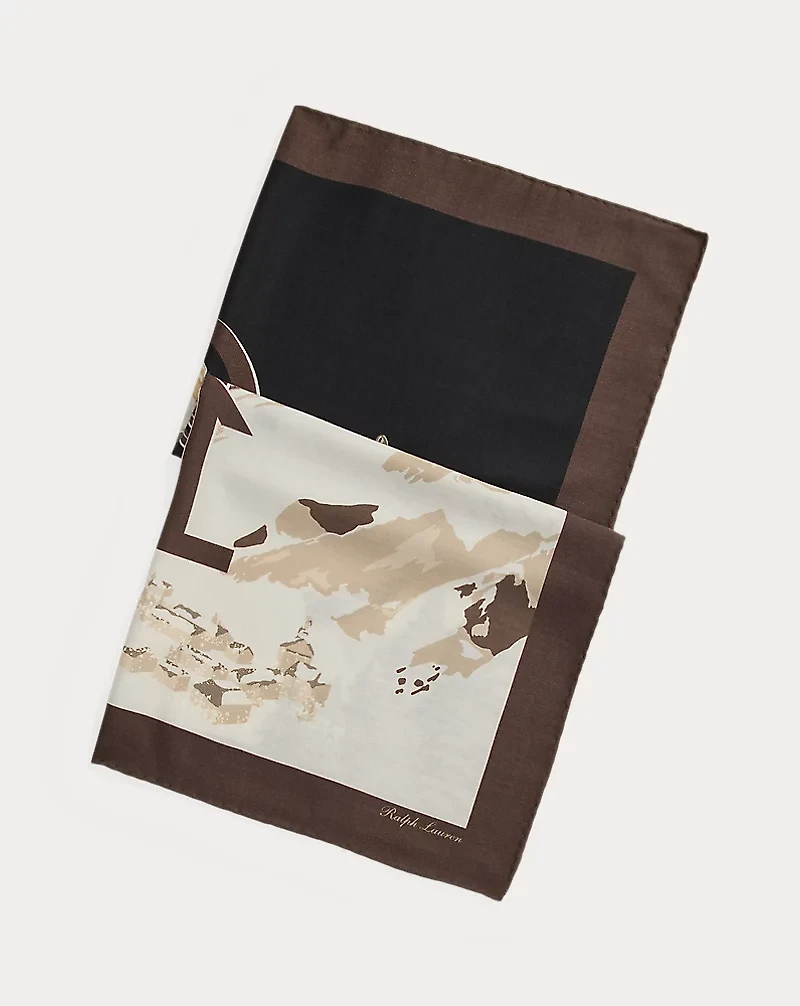 Skier-Print Silk Square Scarf
