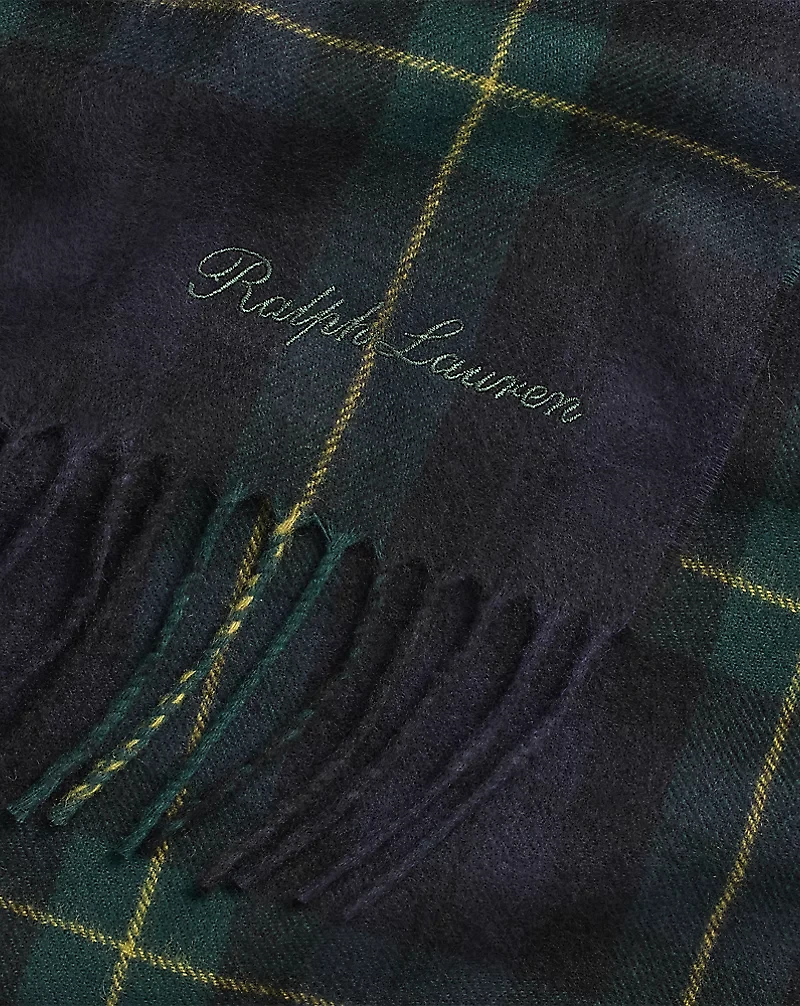 Plaid Cashmere Fringe Scarf
