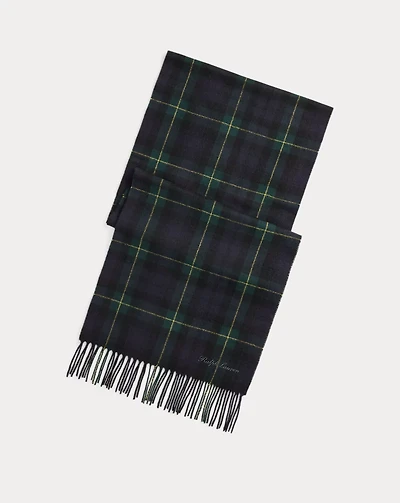 Plaid Cashmere Fringe Scarf
