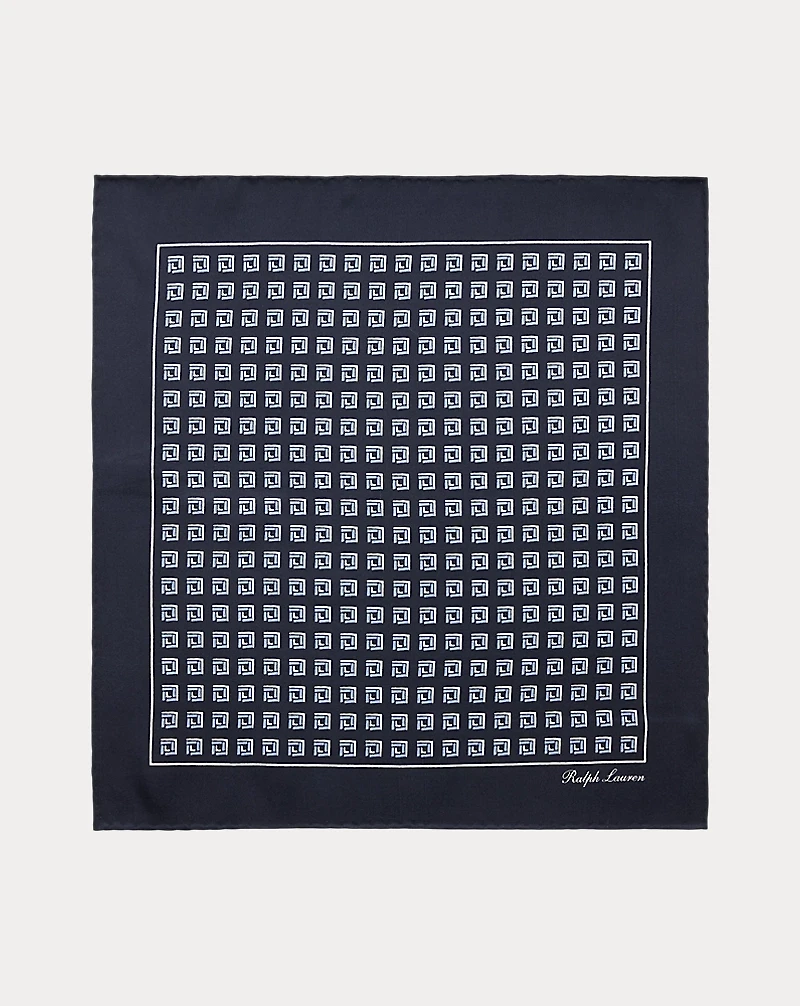 Square-Print Silk Pocket Square
