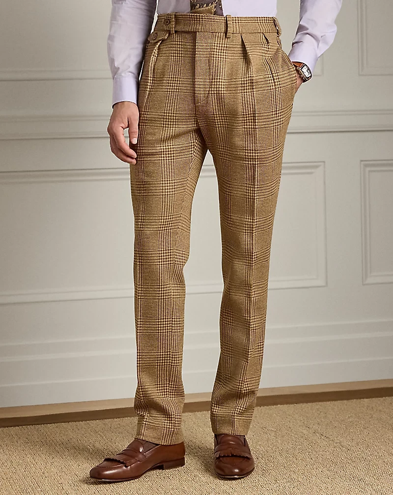 Hand-Tailored Plaid Jersey Suit Trouser