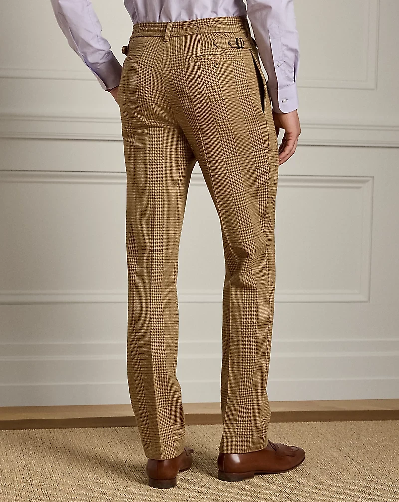 Hand-Tailored Plaid Jersey Suit Trouser