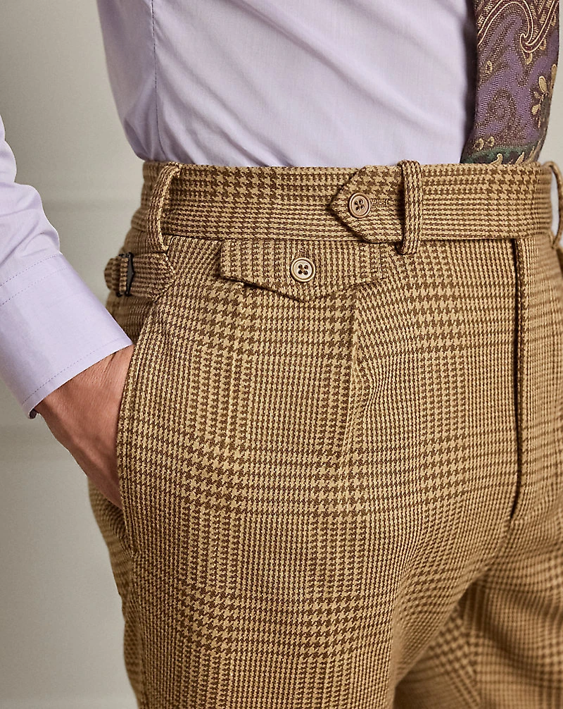 Hand-Tailored Plaid Jersey Suit Trouser