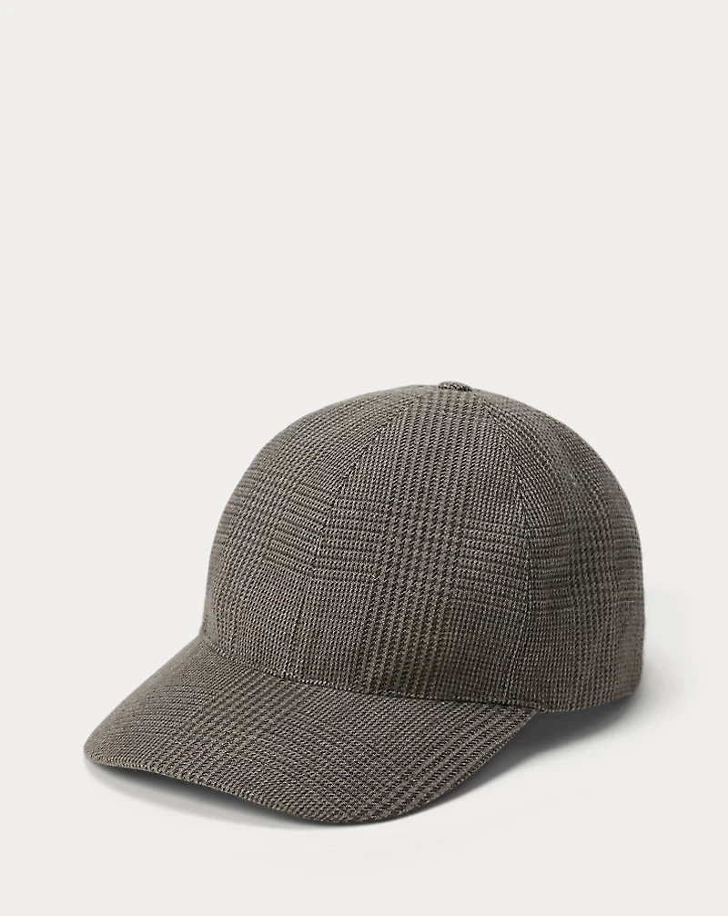 Glen Plaid Wool-Silk-Cashmere Ball Cap