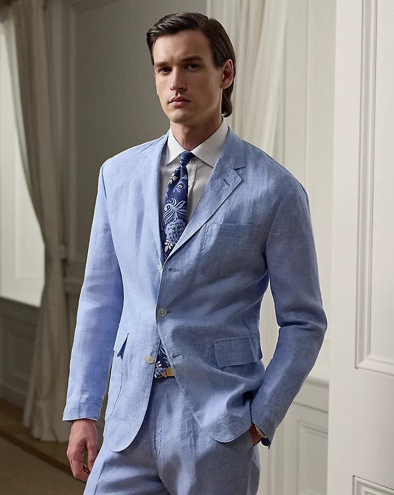 Hand-Tailored Houndstooth Linen Jacket