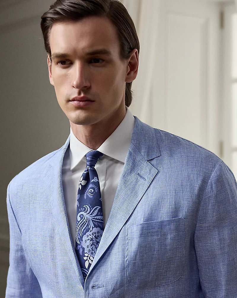 Hand-Tailored Houndstooth Linen Jacket