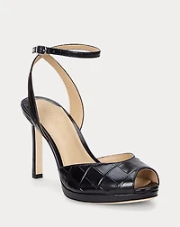 Kyla Crocodile-Embossed Leather Sandal