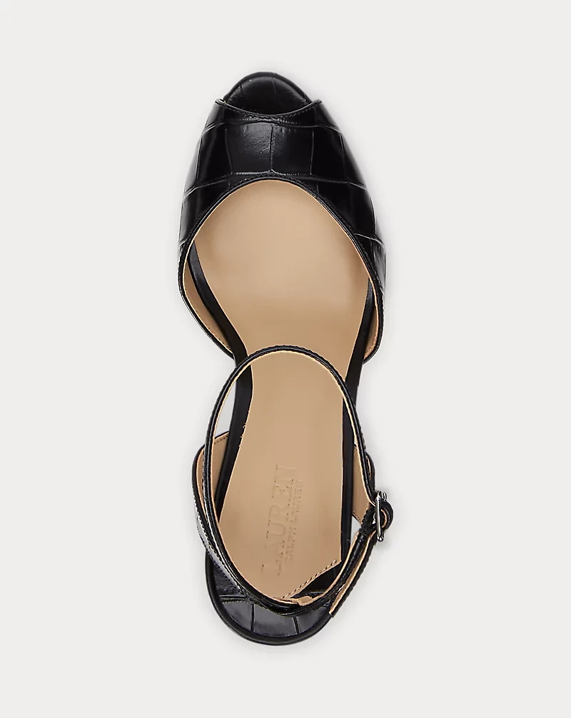 Kyla Crocodile-Embossed Leather Sandal