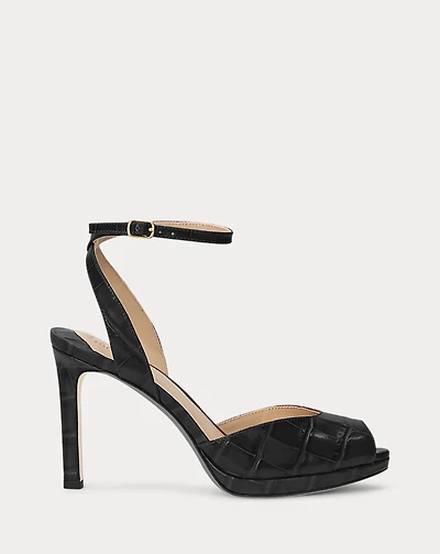 Kyla Crocodile-Embossed Leather Sandal