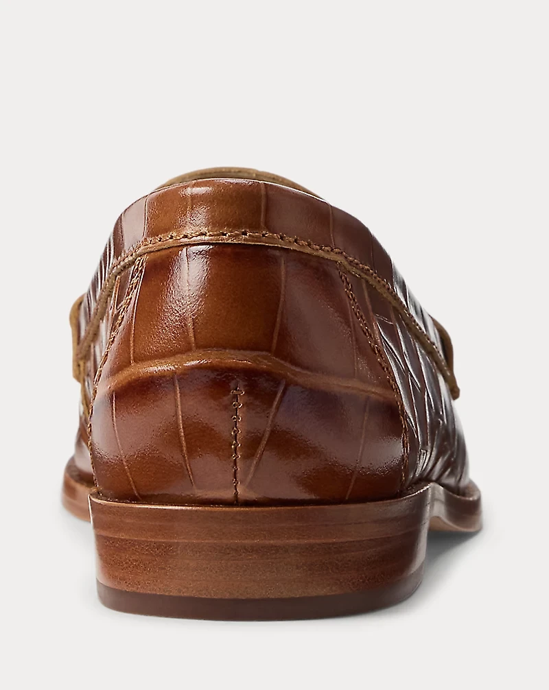 Wynnie Crocodile-Embossed Leather Loafer