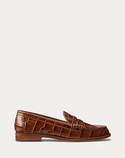 Wynnie Crocodile-Embossed Leather Loafer