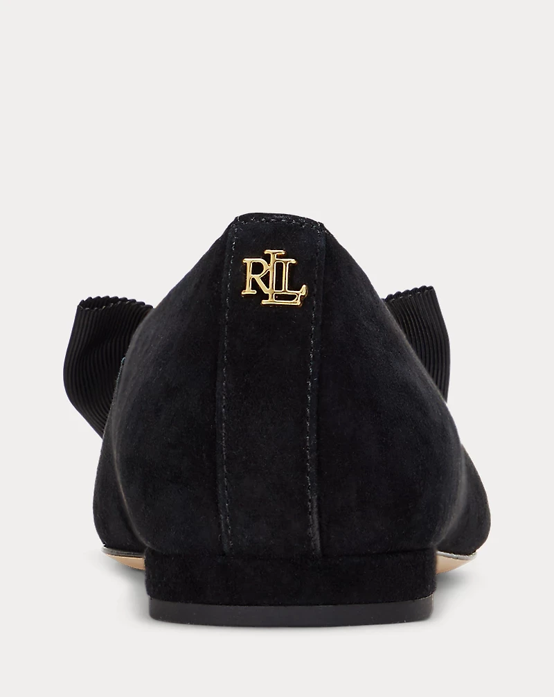 Londyn Bow-Trim Suede Ballet Flat