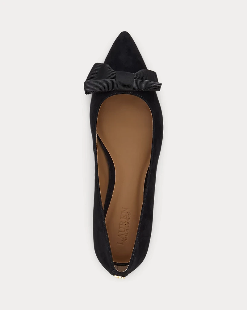 Londyn Bow-Trim Suede Ballet Flat
